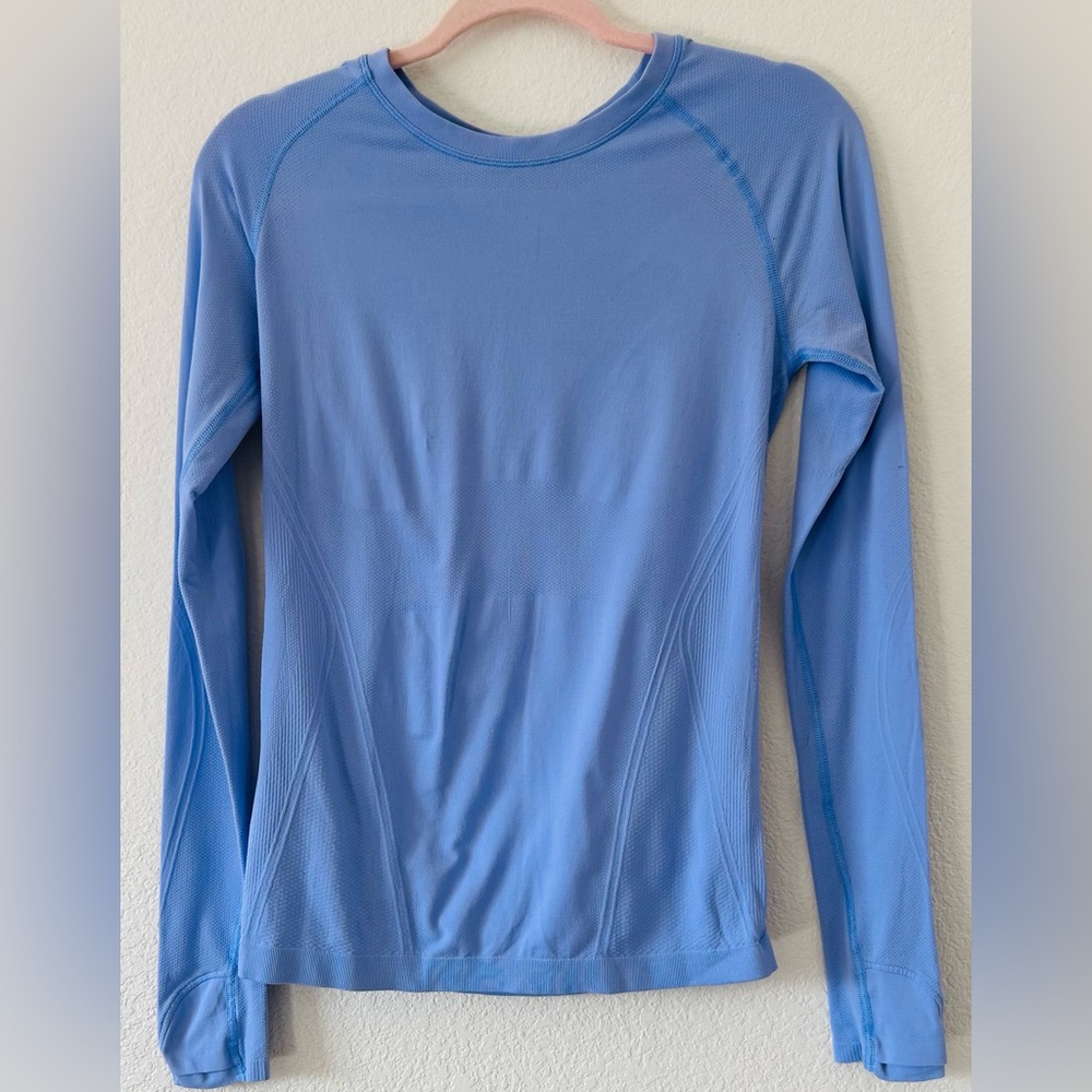 Athleta Seamless Semi-Fitted Long Sleeve‎ Lavender Top SZ S